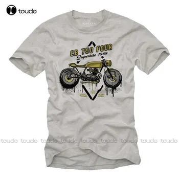 Мъжки тениски с 3D принтом С къс ръкав, Готина тениска с мотоциклет за мъже - Cb 750 Four Cafe Racer - Мотоциклетни тениски