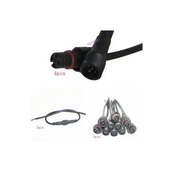 5 двойки 2-пинов/3-пинов към 4-пинов Водоустойчив конектор с кабел кабелен IP68 женски и мъжки куплунга, а 2X0, 3 (mm2) черен