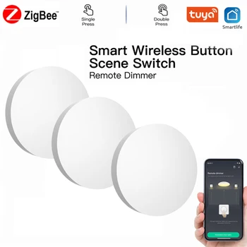 Многоетапно система за автоматизация на ZigBee Sasha Button Scene Switch Linkage Smart Switch Батерия CR2032, захранвани от 3 Работи с приложение Smart Life