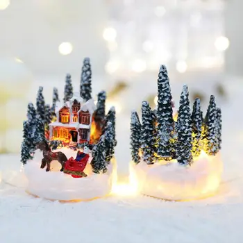 Коледно украшение за дома, Коледно украшение за дома от смола, Led микро-пейзаж украса за Коледа, Празник