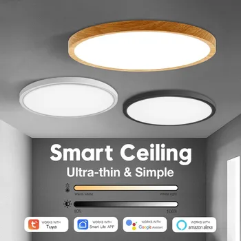 Тавана лампа на Hristo Smart LED Ултра-0,9-инчов дистанционно управление / Гласов контрол на прилагането на Alexa / Google Control плафониери за Осветление на хола