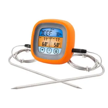 Цифров термометър за месо с 2 сонди, сигналната лампичка, Магнитен измерване на температура, съвместим с фурна за приготвяне на храна, скара за барбекю