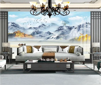 beibehang Индивидуални модерни тапети за спалнята и хола на новия китайски стил от папие-маше с зърнест камък на фона на пейзаж