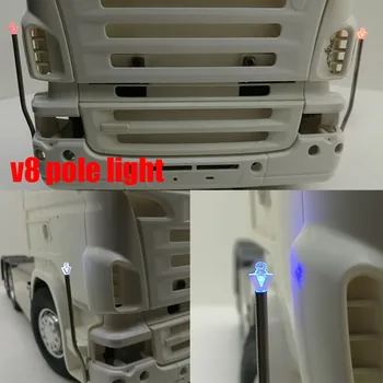 V8 Pole Light Led Декоративна Лампа автоаксесоари за 1/14 Tamiya RC Камион С Ремарке-Самосвалом Scania R470 R620 770s R730 САМ Part