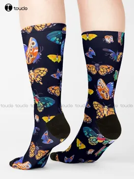 Чорапи за Ден на пеперуди Забавни Чорапи Персонализирани Потребителски Унисекс Чорапи за възрастни, юноши и младежи Удобни най-Добрите спортни Мультяшные момичета