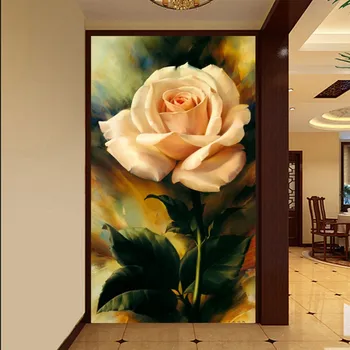 beibehang Европейска живопис на фона на тапети на рози проход входно антре стенопис вертикална ретро-романтичната хартия за рисуване