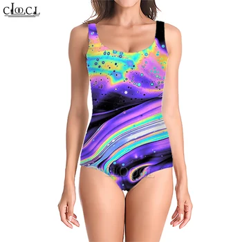 Романтични женски бански CLOOCL, дрехи с цветен графичен принтом за гмуркане, сърф, монтиране бански, плажен бански костюм
