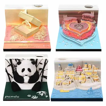 DIY Блок 3D Бележник 3D Art Календар 2024 Panda Memo Pad Kawaii 3D Блокове За Бележки 3D Филе От Хартия За Бележки Модел Подарък За Рожден Ден