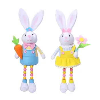 Кукла Великденски заек, заек, държи яйце, крачета от мъниста с репички, украса на пролетното градина, декорация за дома, кукла, Моющаяся Мека приятна играчка